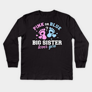 Gender Reveal Big Sister Family Kids Long Sleeve T-Shirt